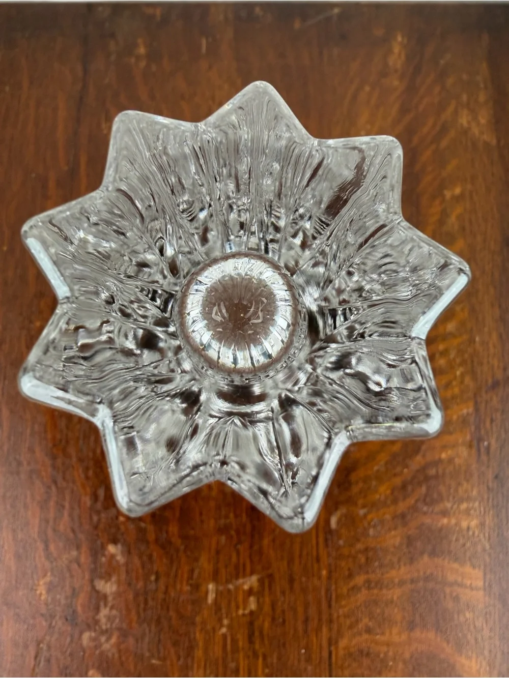 Vintage 1990 Mikasa Crystal Glass Fluted Scalloped Rim Starburst Bud Vase